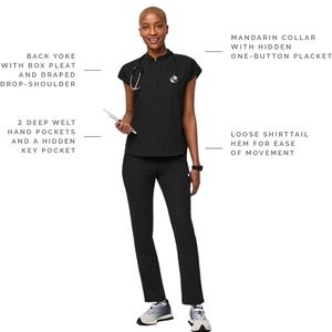 Women's Black Rafaela - Oversized Scrub Top - L / Black